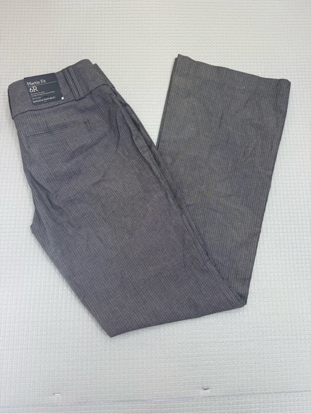 Banana Republic Martin Fit Slim Trousers Pants Gray Herringbone Stretch 6R NWT